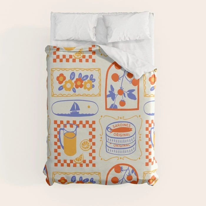 Summer vacation patchwork art pattern Duvet Cover