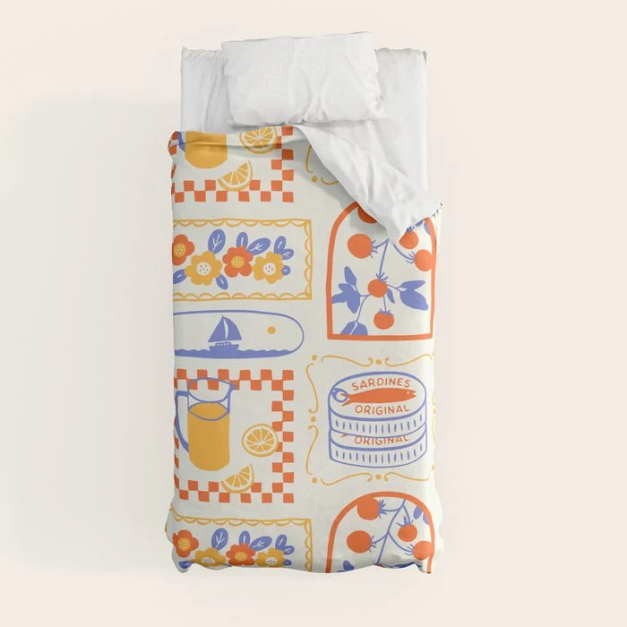 Summer vacation patchwork art pattern Duvet Cover