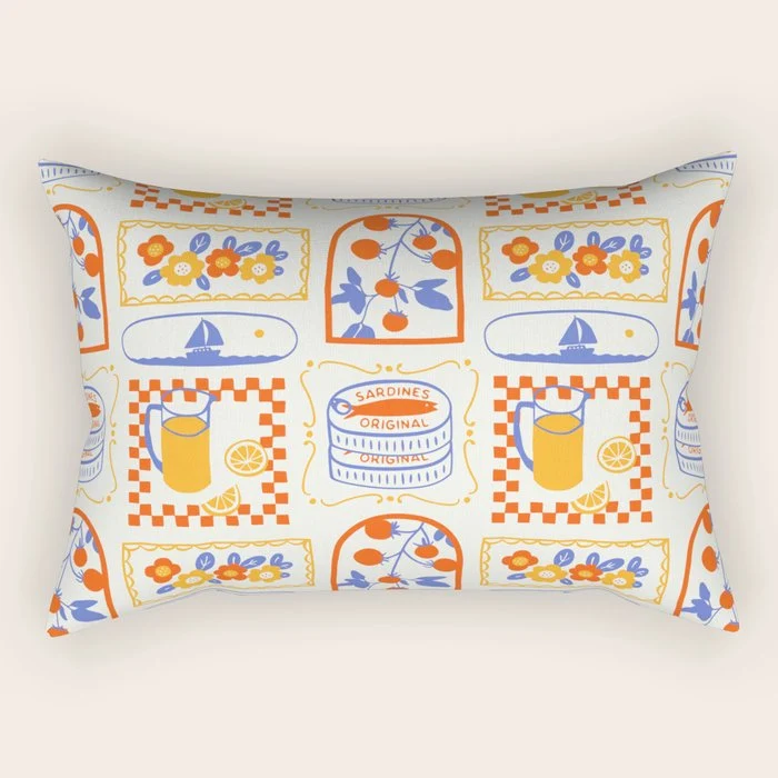 Summer vacation patchwork art pattern Rectangular Pillow