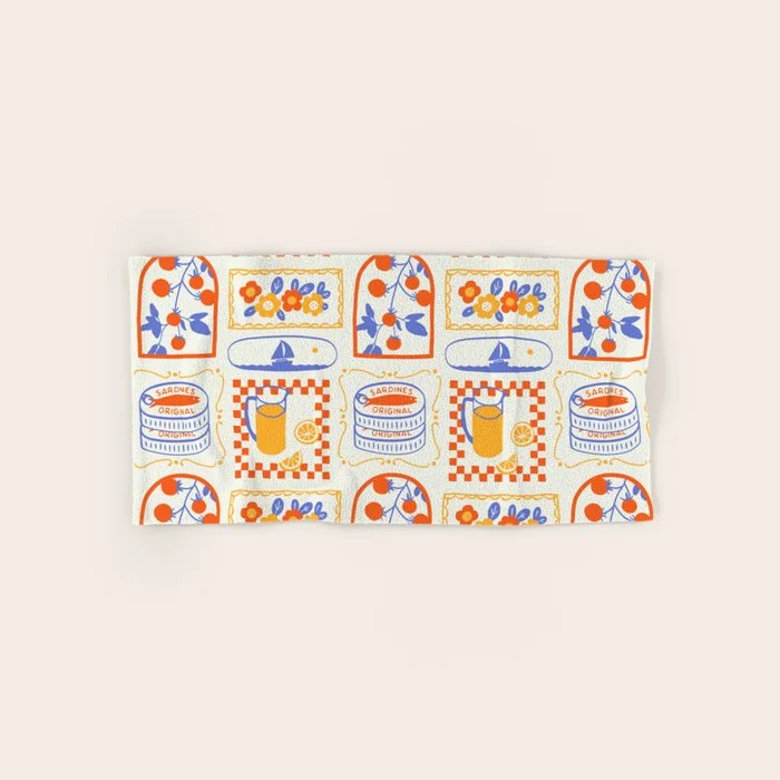 Summer vacation patchwork art pattern Bath Towel