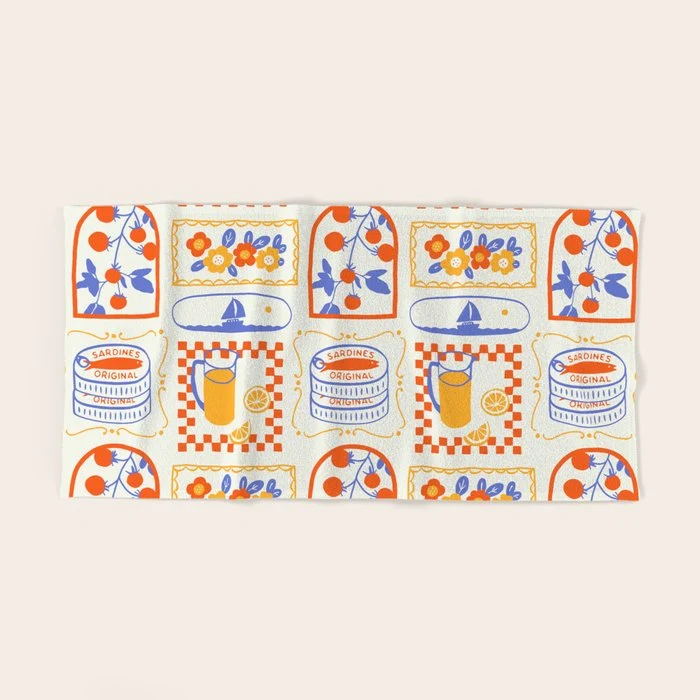 Summer vacation patchwork art pattern Bath Towel