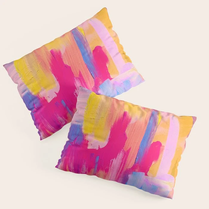 Summer Pink Pastel Abstract Pillow Sham