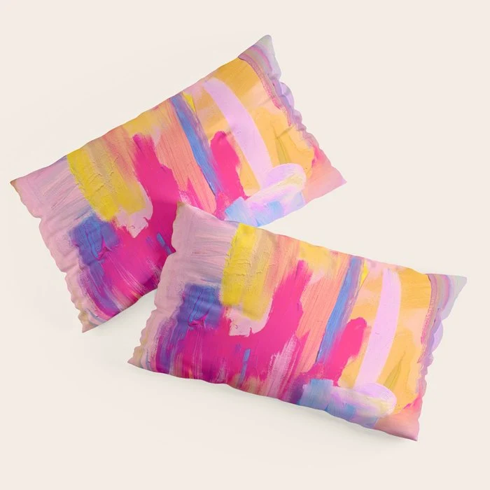 Summer Pink Pastel Abstract Pillow Sham