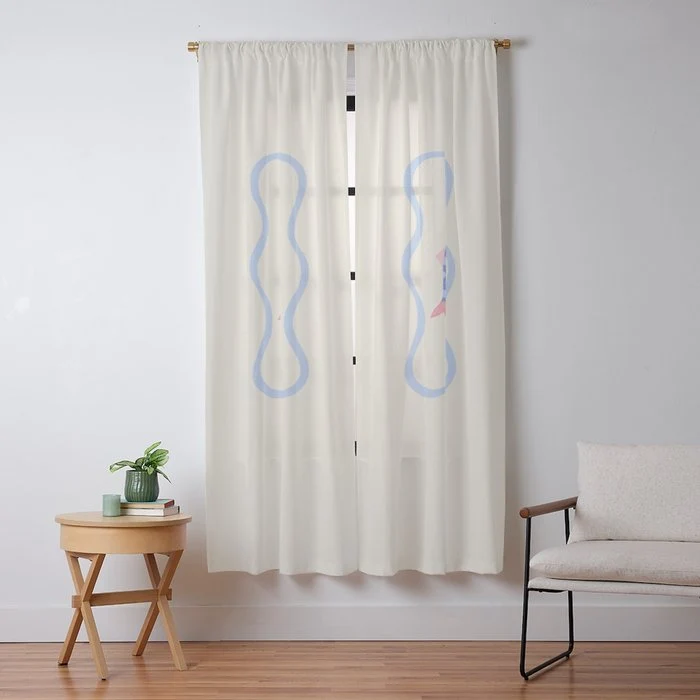 Catch of the Day - Playful Retro Sardine in fun stripes and dots Window Curtain