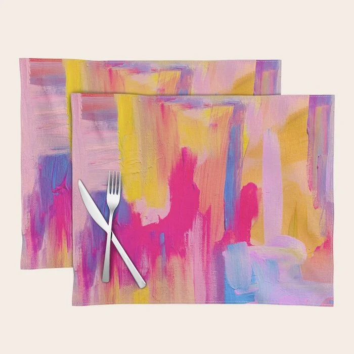 Summer Pink Pastel Abstract Placemat