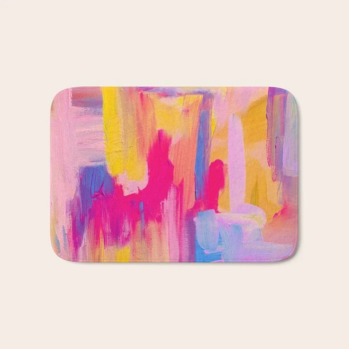 Summer Pink Pastel Abstract Bath Mat