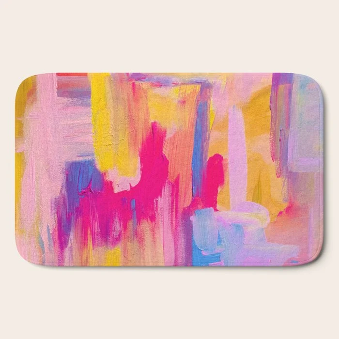 Summer Pink Pastel Abstract Bath Mat