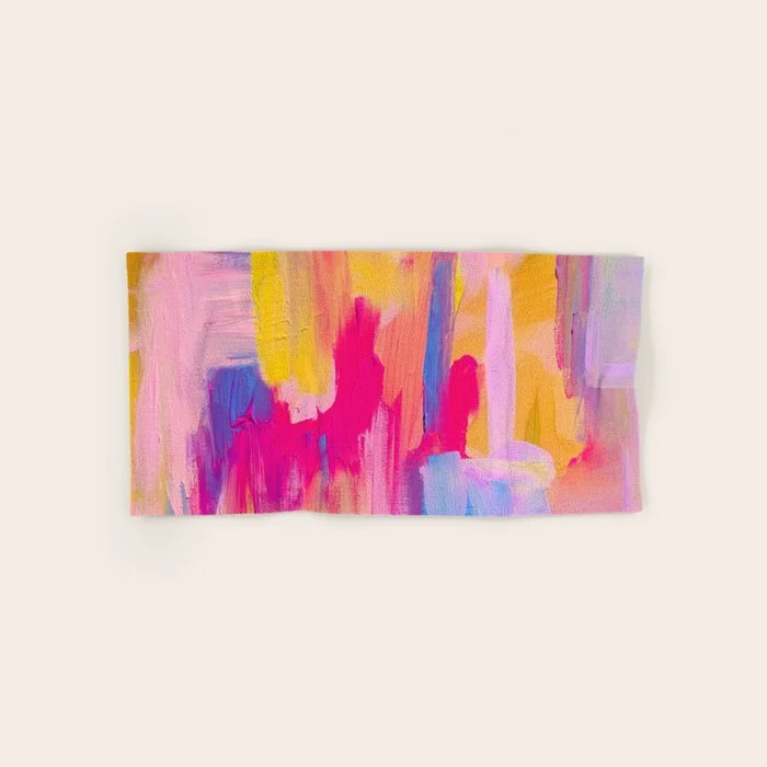 Summer Pink Pastel Abstract Bath Towel