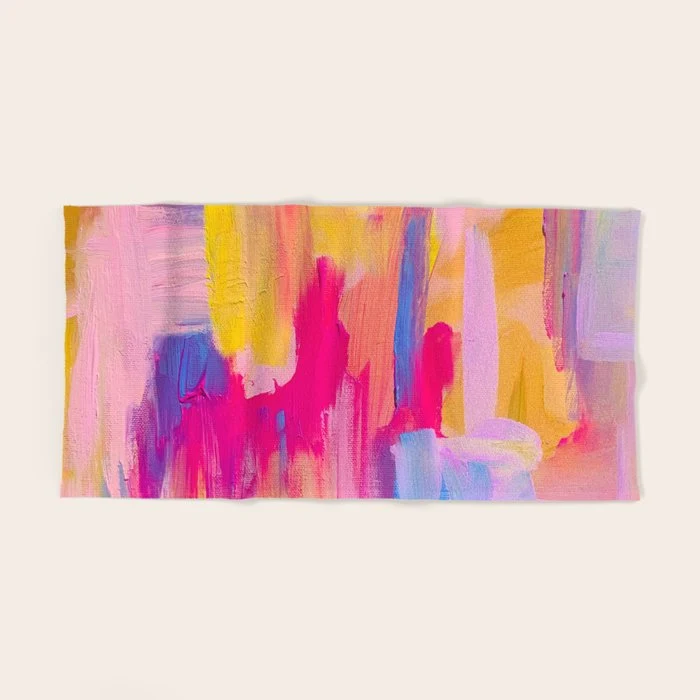 Summer Pink Pastel Abstract Bath Towel