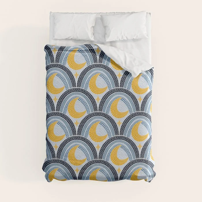 Mediterranean Moonlight Mosaic Duvet Cover