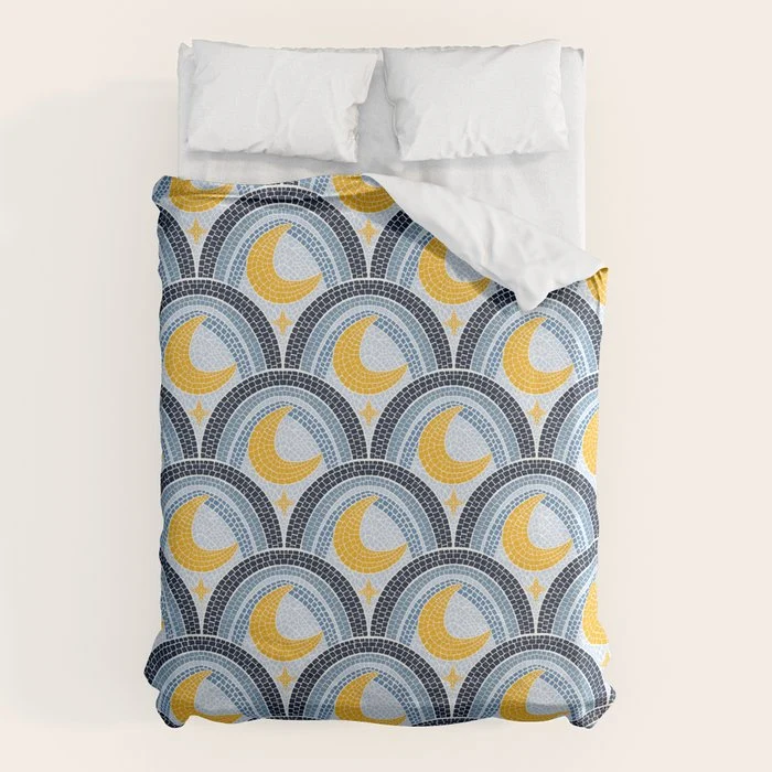 Mediterranean Moonlight Mosaic Duvet Cover