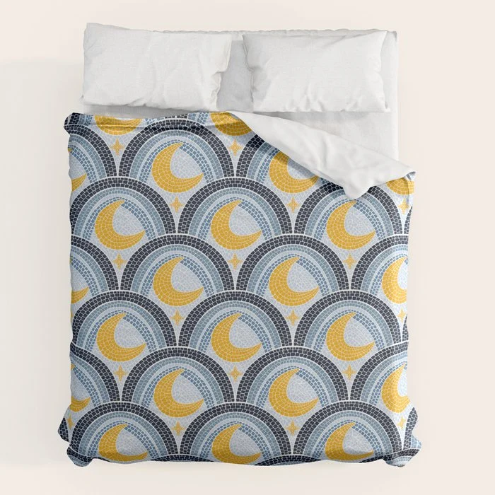 Mediterranean Moonlight Mosaic Duvet Cover