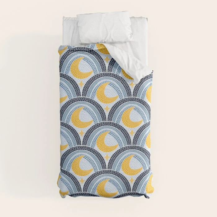 Mediterranean Moonlight Mosaic Duvet Cover