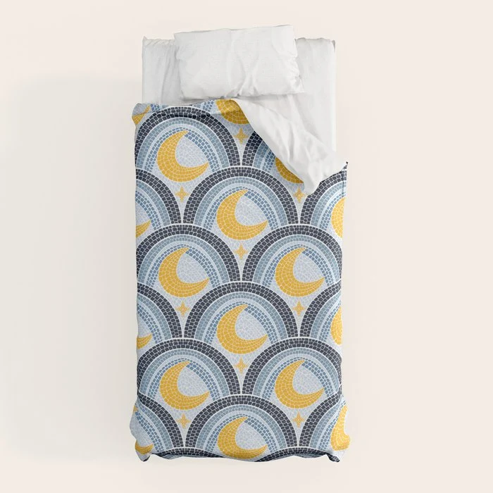 Mediterranean Moonlight Mosaic Duvet Cover