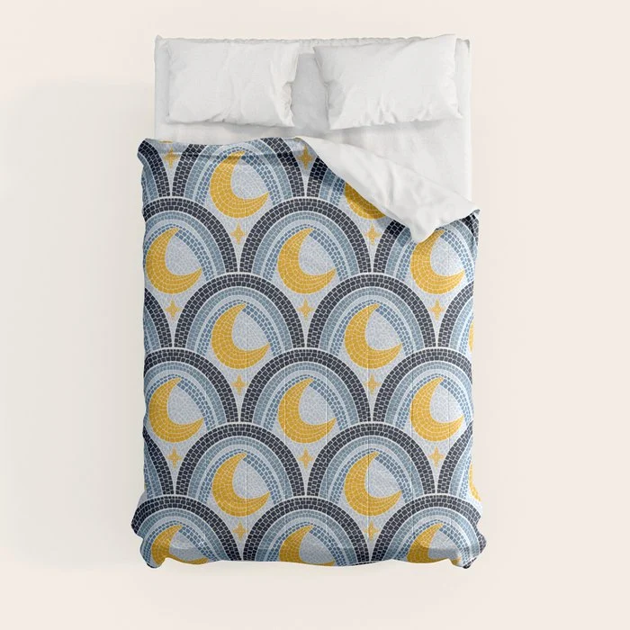 Mediterranean Moonlight Mosaic Comforter