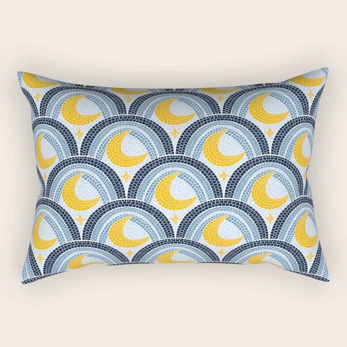 Mediterranean Moonlight Mosaic Rectangular Pillow