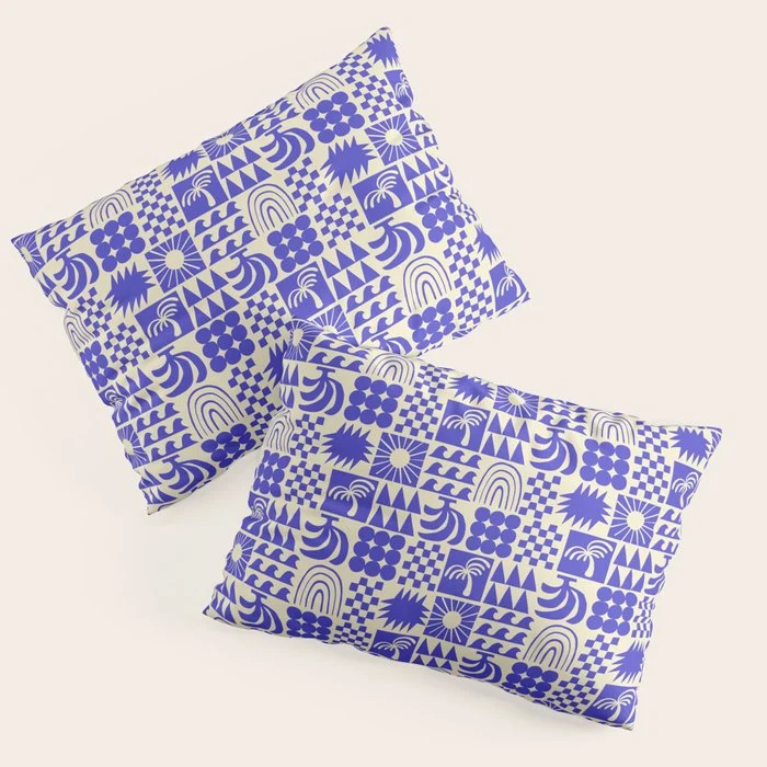 Abstract blue tropical mosaic art pattern Pillow Sham