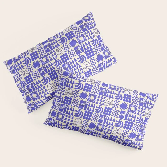 Abstract blue tropical mosaic art pattern Pillow Sham