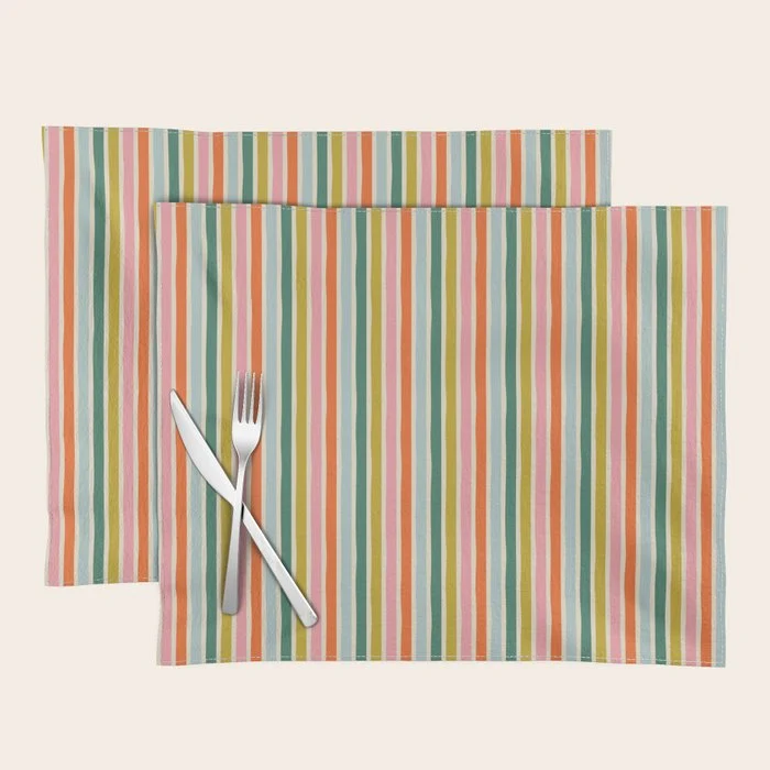 Colorful vintage stripe line art pattern Placemat