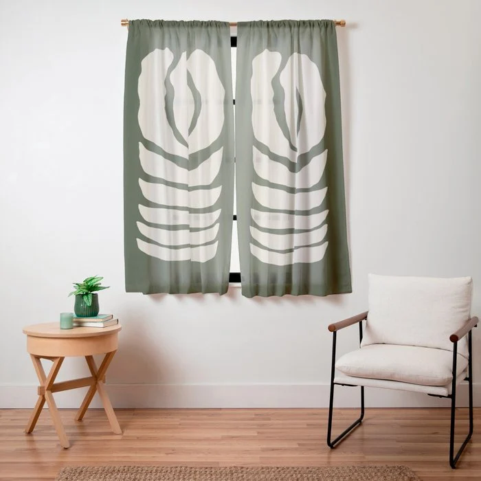 Night Bloom - Green Window Curtain