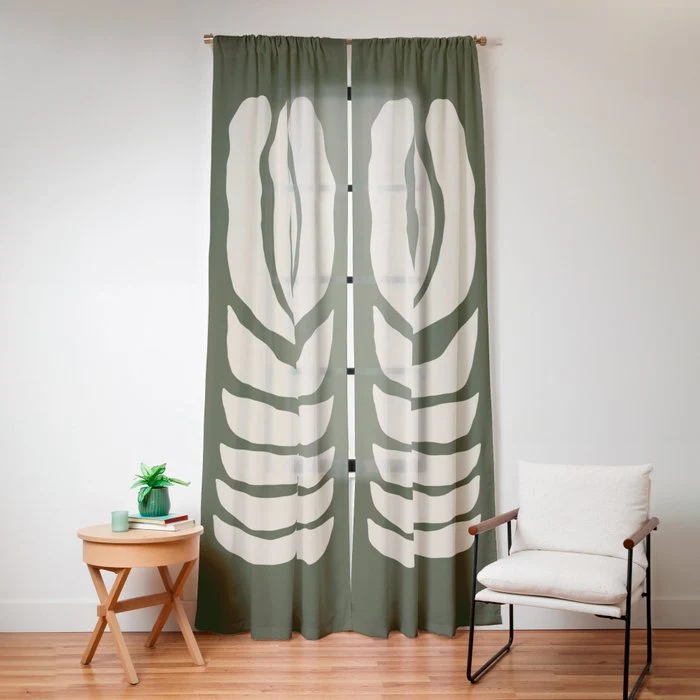 Night Bloom - Green Window Curtain