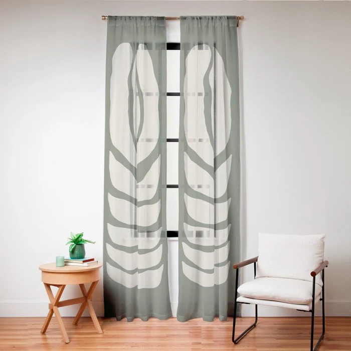 Night Bloom - Green Window Curtain