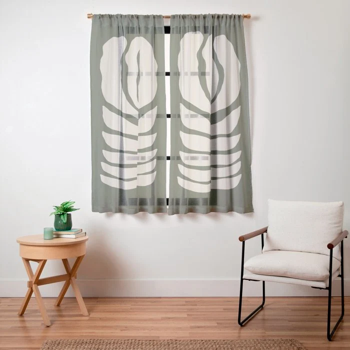 Night Bloom - Green Window Curtain