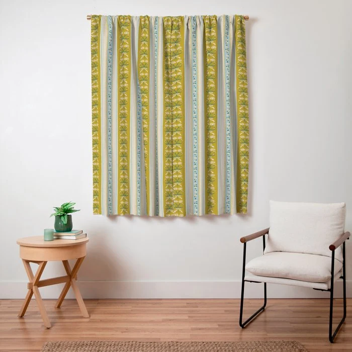Vintage rose flower bouquet stripe art pattern Window Curtain