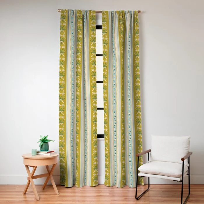 Vintage rose flower bouquet stripe art pattern Window Curtain