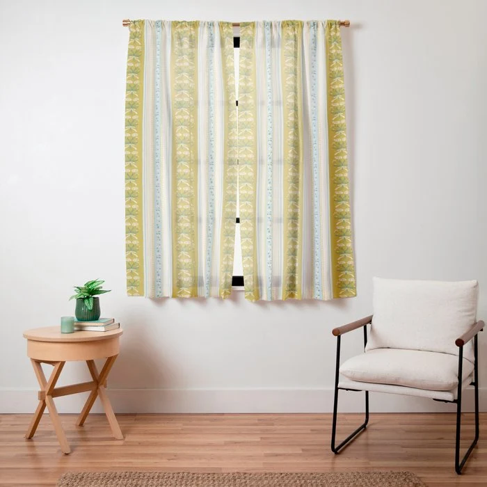 Vintage rose flower bouquet stripe art pattern Window Curtain