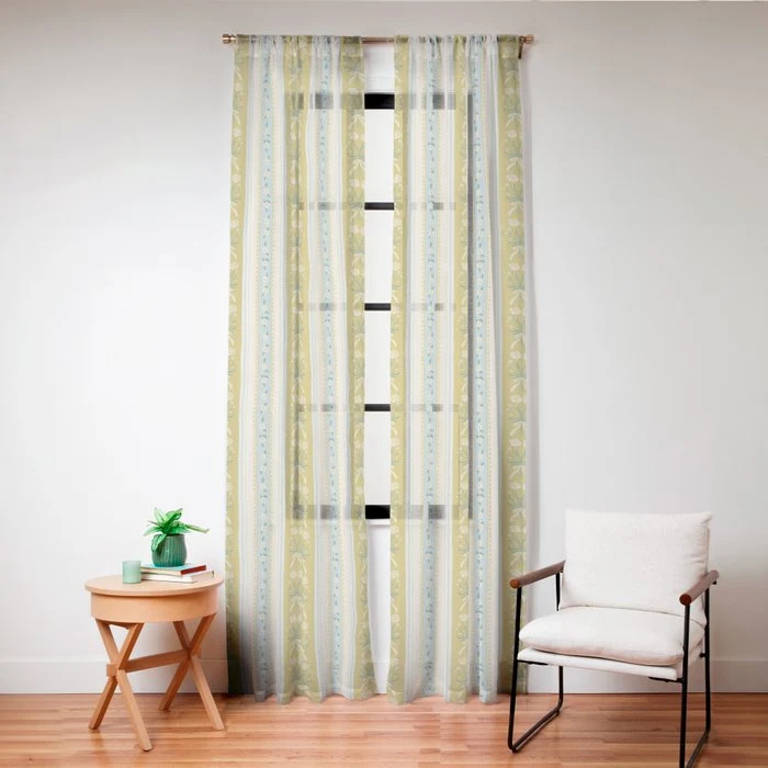 Vintage rose flower bouquet stripe art pattern Window Curtain