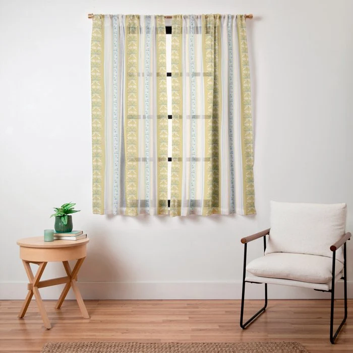 Vintage rose flower bouquet stripe art pattern Window Curtain