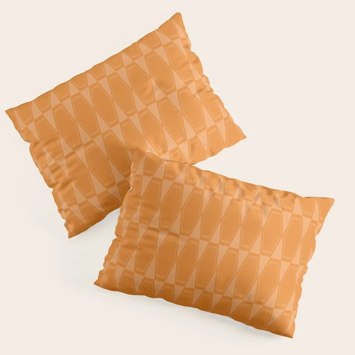 Mid Century Modern Geometric Orange Hexad Pattern Pillow Sham