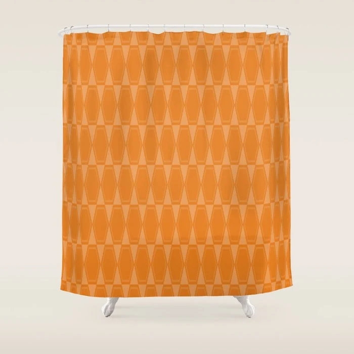 Mid Century Modern Geometric Orange Hexad Pattern Shower Curtain