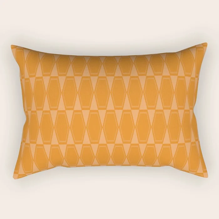 Mid Century Modern Geometric Orange Hexad Pattern Rectangular Pillow