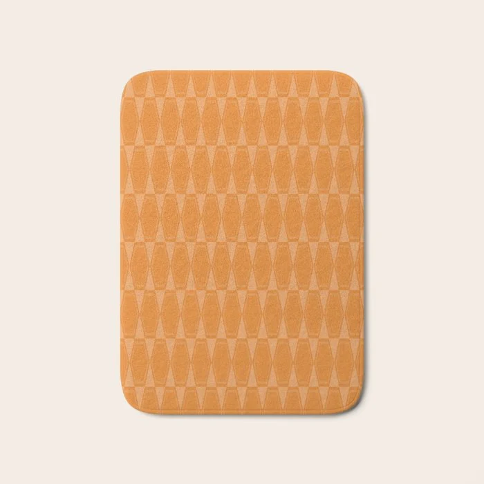 Mid Century Modern Geometric Orange Hexad Pattern Bath Mat