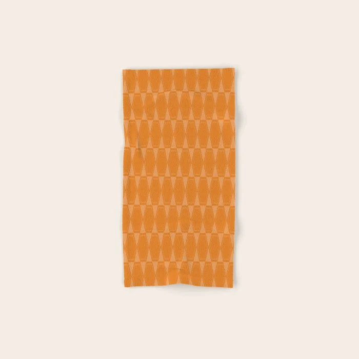 Mid Century Modern Geometric Orange Hexad Pattern Bath Towel