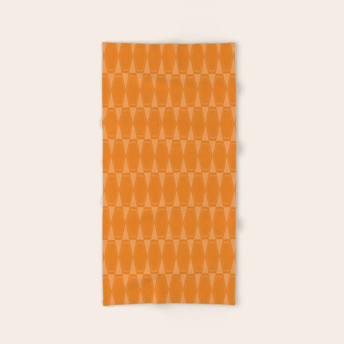 Mid Century Modern Geometric Orange Hexad Pattern Bath Towel