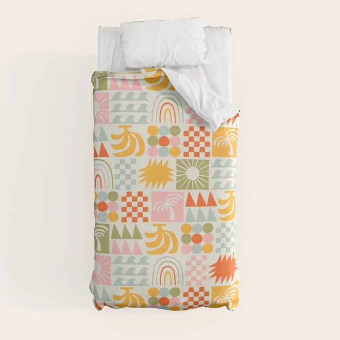Colorful tropical summer mosaic tile art Duvet Cover