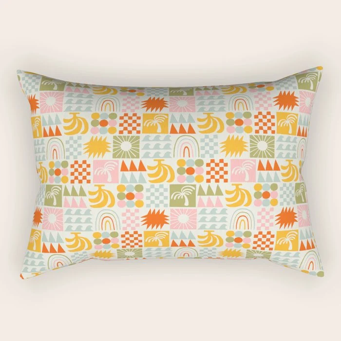 Colorful tropical summer mosaic tile art Rectangular Pillow