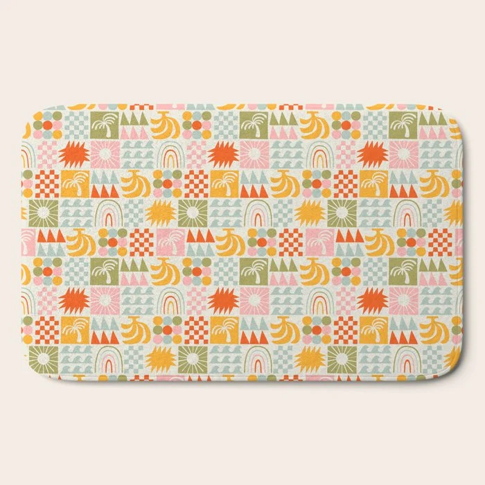 Colorful tropical summer mosaic tile art Bath Mat
