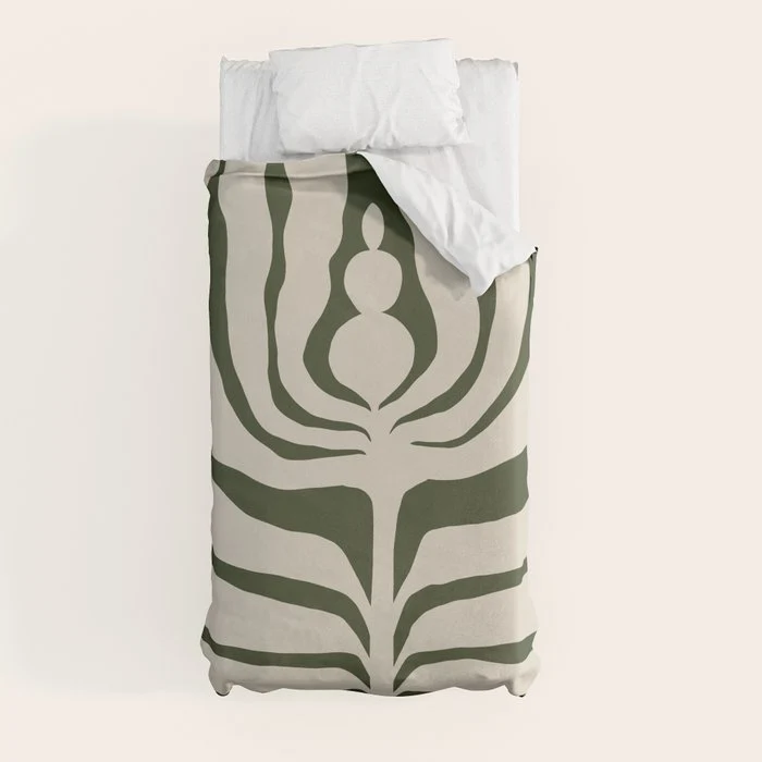 Night Bloom - Green Duvet Cover