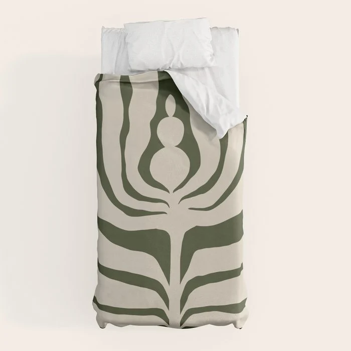Night Bloom - Green Duvet Cover