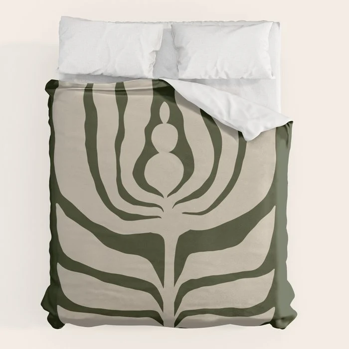Night Bloom - Green Duvet Cover