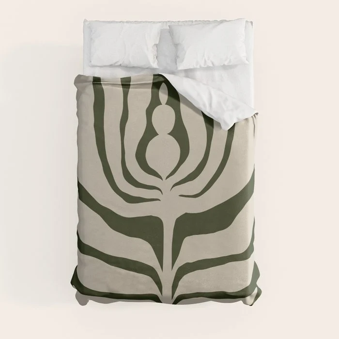 Night Bloom - Green Duvet Cover