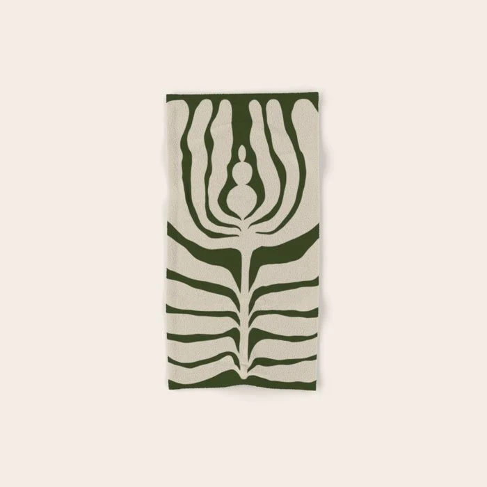 Night Bloom - Green Bath Towel