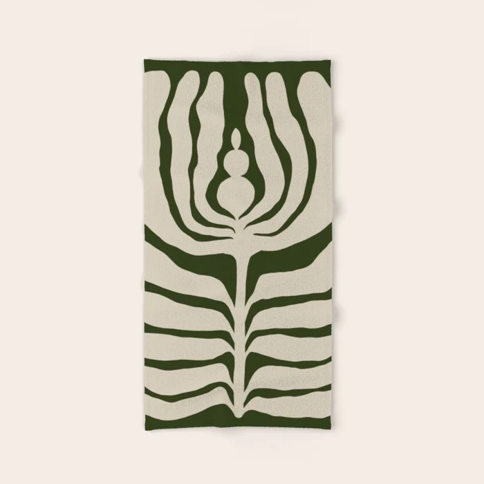 Night Bloom - Green Bath Towel