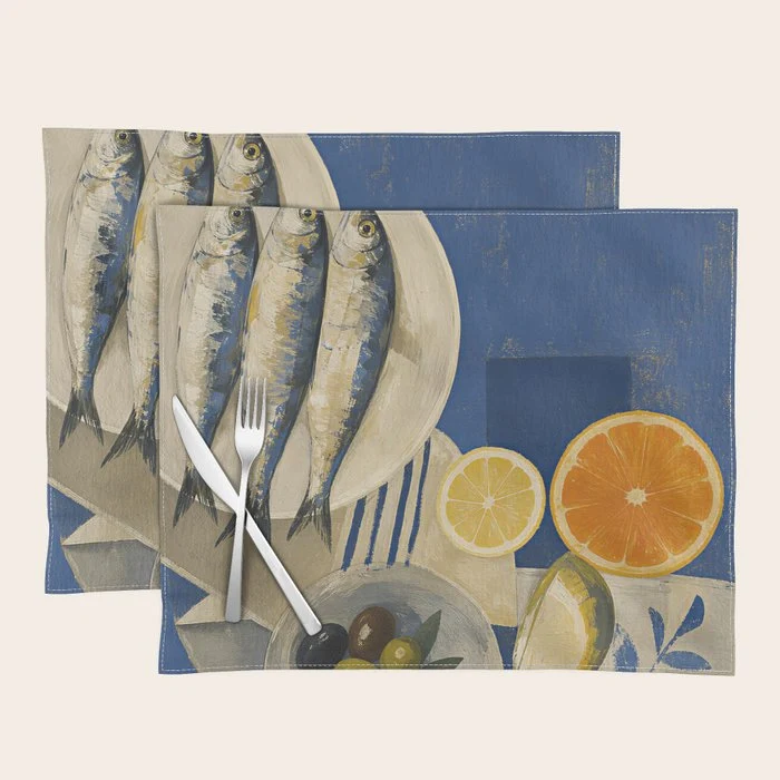 Still Life with Sardines and Citrus Placemat