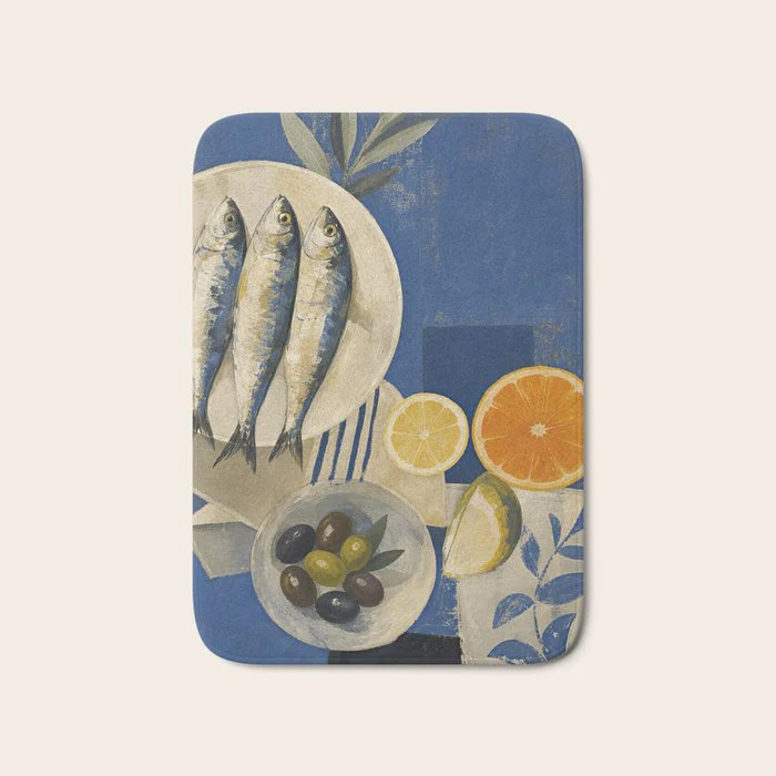 Still Life with Sardines and Citrus Bath Mat