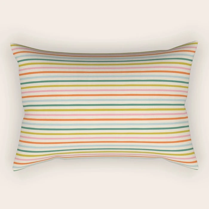 Colorful retro stripe line art pattern Rectangular Pillow